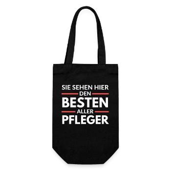 Sie sehen hier den Besten aller Pfleger - Geschenkbeutel für Flaschen - Schwarz - Vorne
