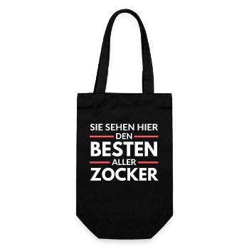 Sie sehen hier den Besten aller Zocker - Geschenkbeutel für Flaschen - Schwarz - Vorne