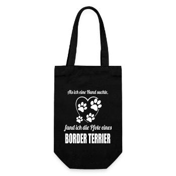 Hand & Pfote - Spruch - Border Terrier - Geschenkbeutel für Flaschen - Schwarz - Vorne