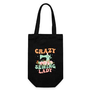 Crazy Sewing Lady Sewing Machine Crafting - Gift Bag for Bottles - black - Front