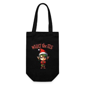 What the Elf - Cute Funny Elf for Christmas Season - Gift Bag for Bottles - black - Front
