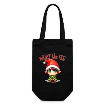 Weihnachtselfen-Design für Männer Frauen - What the Elf - Geschenkbeutel für Flaschen - Schwarz - Vorne