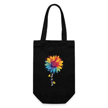 Regenbogen Sonnenblume LGBT Community Stolz Transgender - Geschenkbeutel für Flaschen - Schwarz - Vorne