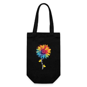 Rainbow Sunflower Love LGBT Gay Lesbian Pride Jeu de mots - Sac à bouteille - noir - Devant
