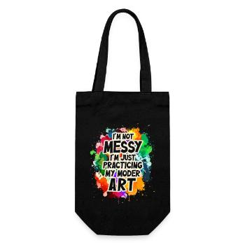 Ich bin kein chaotisches Gemälde mit moderner Kunst - Geschenkbeutel für Flaschen - Schwarz - Vorne