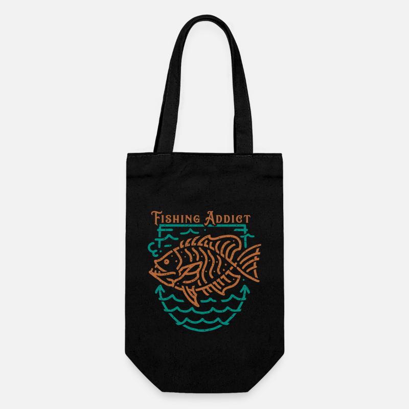 Fishing addict badge - Gift Bag for Bottles - black