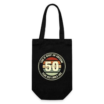 50th birthday so you see with 50 retro gift - Gift Bag for Bottles - black - Front