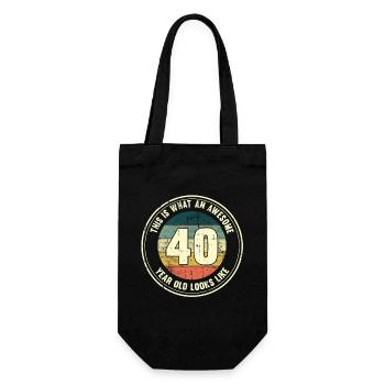 40. Geburtstag so sieht man mit 40 Retro Geschenk - Geschenkbeutel für Flaschen - Schwarz - Vorne