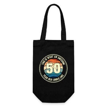 50th birthday so you see with 50 retro gift - Gift Bag for Bottles - black - Front