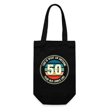 50th birthday so you see with 50 retro gift - Gift Bag for Bottles - black - Front