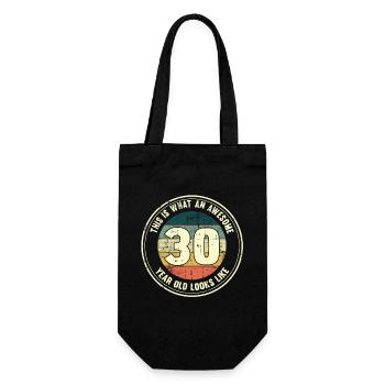 30. Geburtstag so sieht man mit 30 Retro Geschenk - Geschenkbeutel für Flaschen - Schwarz - Vorne