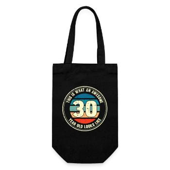 30. Geburtstag so sieht man mit 30 Retro Geschenk - Geschenkbeutel für Flaschen - Schwarz - Vorne