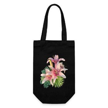 Pink lily - Gift Bag for Bottles - black - Front