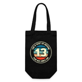 13. Geburtstag so sieht man mit 13 Retro Geschenk - Geschenkbeutel für Flaschen - Schwarz - Vorne