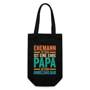 Ehemann Vater Papa - Geschenkbeutel für Flaschen - Schwarz - Vorne