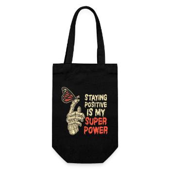Rester positif est mon superpouvoir - Sac à bouteille - noir - Devant
