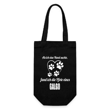 Hand & Pfote - Spruch - Galgo - Geschenkbeutel für Flaschen - Schwarz - Vorne
