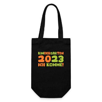 Kindergarten 2023 Ich Komme Mädchen Kita Geschenk - Geschenkbeutel für Flaschen - Schwarz - Vorne