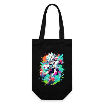 Funky Fußballer im coolen StreetArt-Gaming-Look - Geschenkbeutel für Flaschen - Schwarz - Vorne