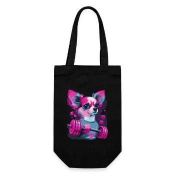 Chihuahua rose | Fille Fitness Salle de sport - Sac à bouteille - noir - Devant