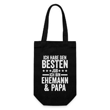 Beste Ehemann Und Papa Der Welt - Geschenkbeutel für Flaschen - Schwarz - Vorne