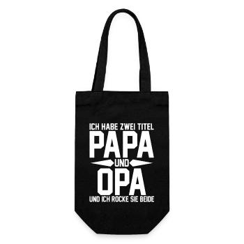 Ich Habe Zwei Titel Papa Und Opa - Geschenkbeutel für Flaschen - Schwarz - Vorne