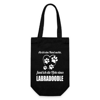 Hand & Pfote - Spruch - Labradoodle - Geschenkbeutel für Flaschen - Schwarz - Vorne
