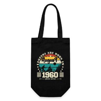August 1960. Birthday gift August 1960. August - Gift Bag for Bottles - black - Front
