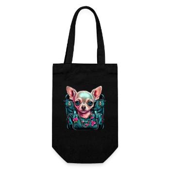 Pink Chihuahua | Rosa Handtasche Welpe Girlie - Geschenkbeutel für Flaschen - Schwarz - Vorne