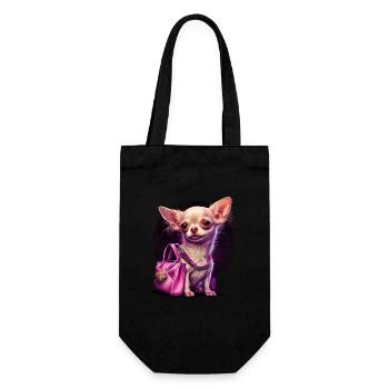 Pink Chihuahua | Rosa Handtasche Welpe Girlie - Geschenkbeutel für Flaschen - Schwarz - Vorne