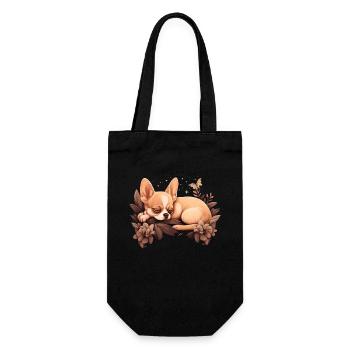 Chihuahua | Schlaf Nacht Pyjama Sonntag Niedlich - Geschenkbeutel für Flaschen - Schwarz - Vorne