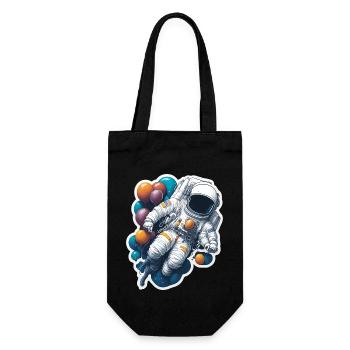 Cooler Astronaut im Weltall - Geschenkbeutel für Flaschen - Schwarz - Vorne