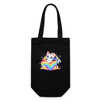 Cool Rainbow Cat Pride Transgender LGBT Community - Geschenkbeutel für Flaschen - Schwarz - Vorne