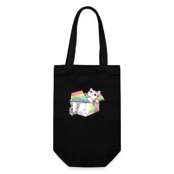 Rainbow Cat Lover Cute Kitty Animal LGBT Community - Gift Bag for Bottles - black - Front