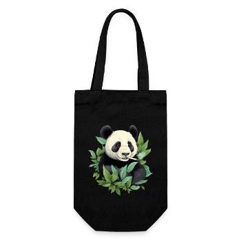 Pandabär rauchen - Geschenkbeutel für Flaschen - Schwarz - Vorne
