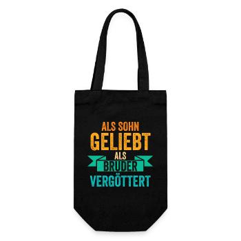Als Sohn Geliebt Als Bruder Vergöttert - Geschenkbeutel für Flaschen - Schwarz - Vorne