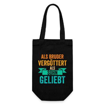 Als Bruder Vergöttert Als Sohn Geliebt - Geschenkbeutel für Flaschen - Schwarz - Vorne