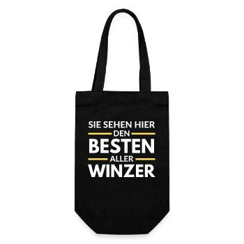 Sie sehen hier den Besten aller Winzer - Geschenkbeutel für Flaschen - Schwarz - Vorne