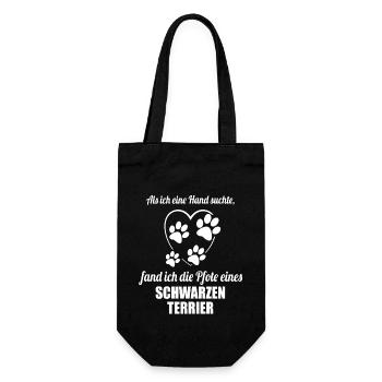 Hand & Pfote - Spruch - Schwarzer Terrier - Geschenkbeutel für Flaschen - Schwarz - Vorne