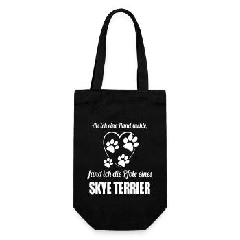 Hand & Pfote - Spruch - Skye Terrier - Geschenkbeutel für Flaschen - Schwarz - Vorne