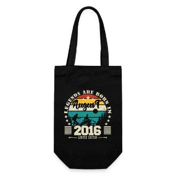 August 2016. Geburtstagsgeschenk August 2016. August - Geschenkbeutel für Flaschen - Schwarz - Vorne