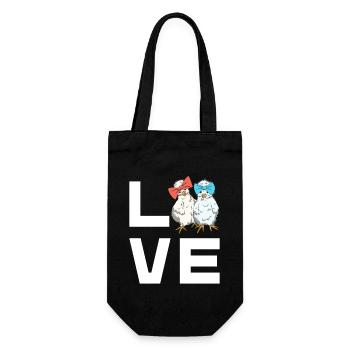 Seidenhühner Love Schriftzug Seidenhuhn Design - Geschenkbeutel für Flaschen - Schwarz - Vorne