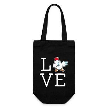 LOVE chicken lettering with cool chicken farmer - Gift Bag for Bottles - black - Front