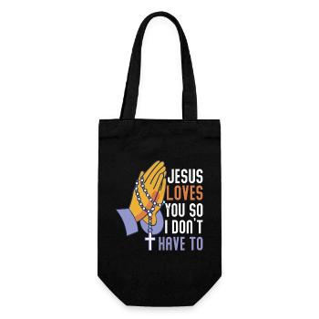 Jesus liebt dich, damit ich es nicht tun muss - Geschenkbeutel für Flaschen - Schwarz - Vorne