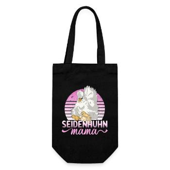 Seidenhuhn Mama Seidenhühner Huhn Hühner Hennen - Geschenkbeutel für Flaschen - Schwarz - Vorne