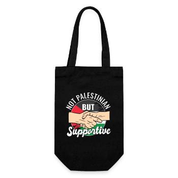 Not Palestinian But Supportive Country Traveler - Gift Bag for Bottles - black - Front