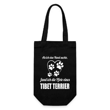 Hand & Pfote - Spruch - Tibet Terrier - Geschenkbeutel für Flaschen - Schwarz - Vorne
