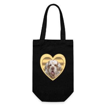 Clumber Spaniel - Hundeliebhaber - Hunde Herz - Geschenkbeutel für Flaschen - Schwarz - Vorne