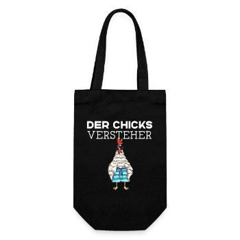 Lustiger Hühner Spruch der Chicks Versteher Huhn - Geschenkbeutel für Flaschen - Schwarz - Vorne