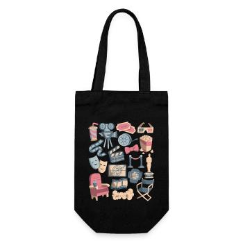 Cinema - Movies, Screen, Popcorn - Gift Bag for Bottles - black - Front